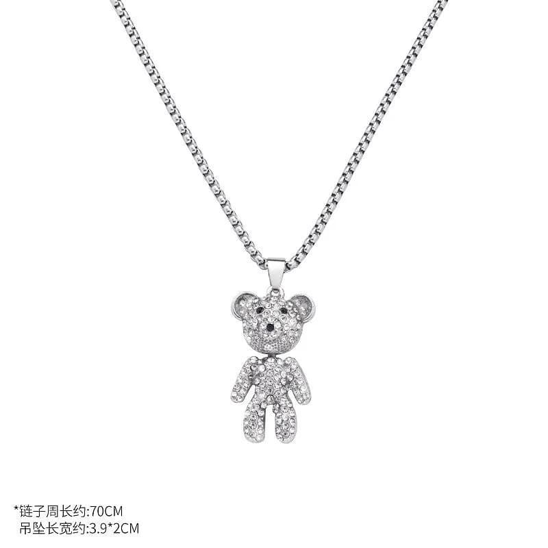 Chrome Hearts Teddy Bear Pendant Crystal-Encrusted