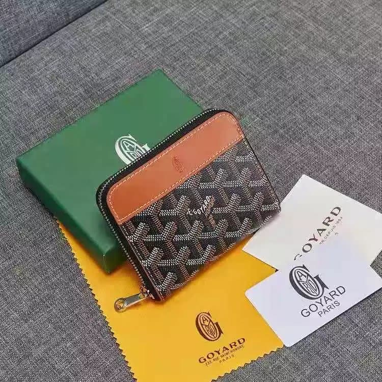 Goyard Bifold Wallet Chevron Pattern — 款式3黑配土黄
