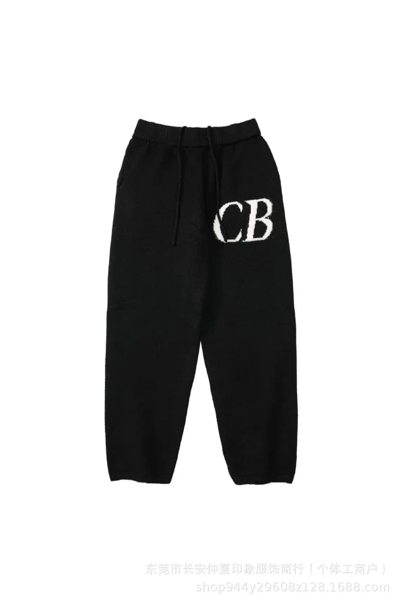 Corteiz CB Logo Shorts Terry Knit — M986黑色长裤