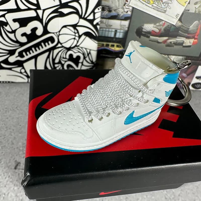 Air Jordan 1 High Miniature Keychain — 127. white and blue hook + box