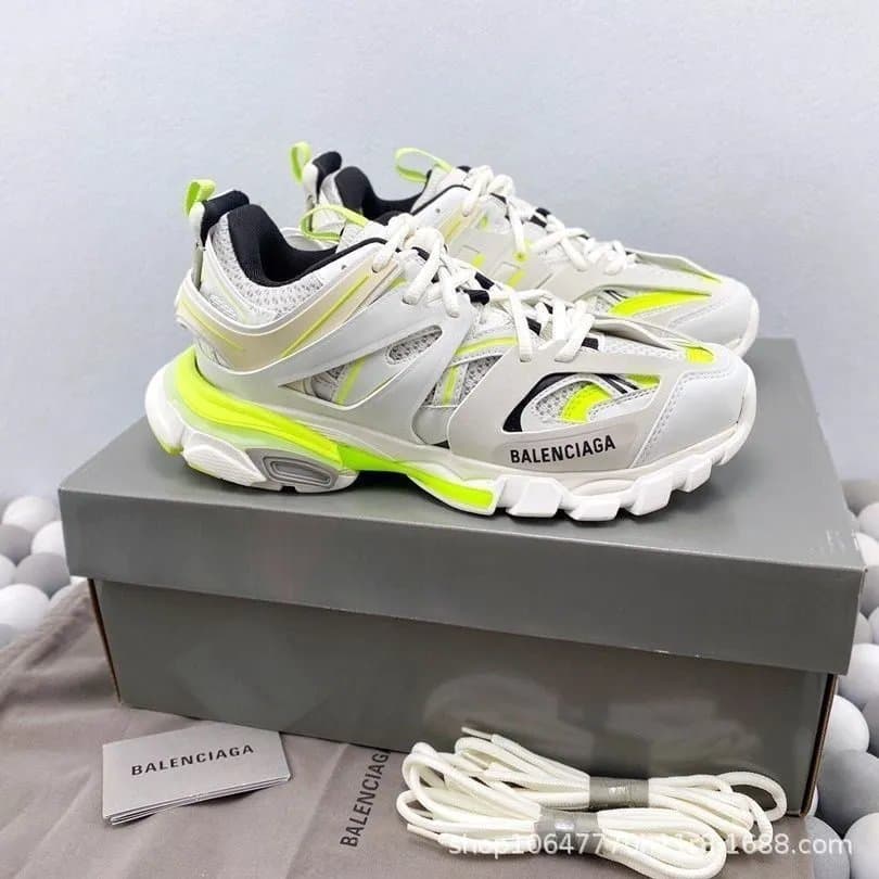 Balenciaga Speed Trainer Rainbow Laces — 白绿黑