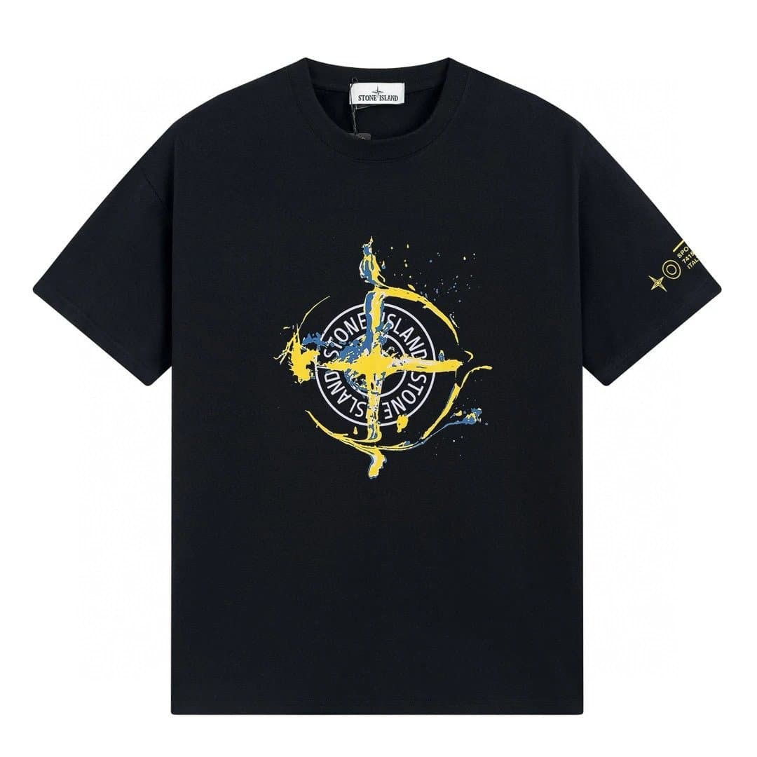 Stone Island Compass Logo T-Shirt Split Compass Print — 21