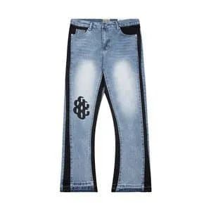 Levi's Flared Jeans Distressed Patchwork — 4101深蓝