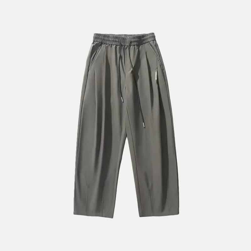 Drawstring Tapered Pants Minimalist — 灰色