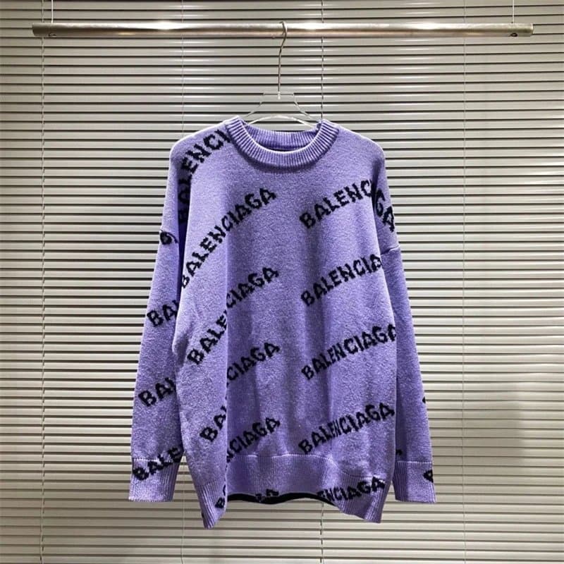 Balenciaga Logo Knit Sweater All-Over Logo