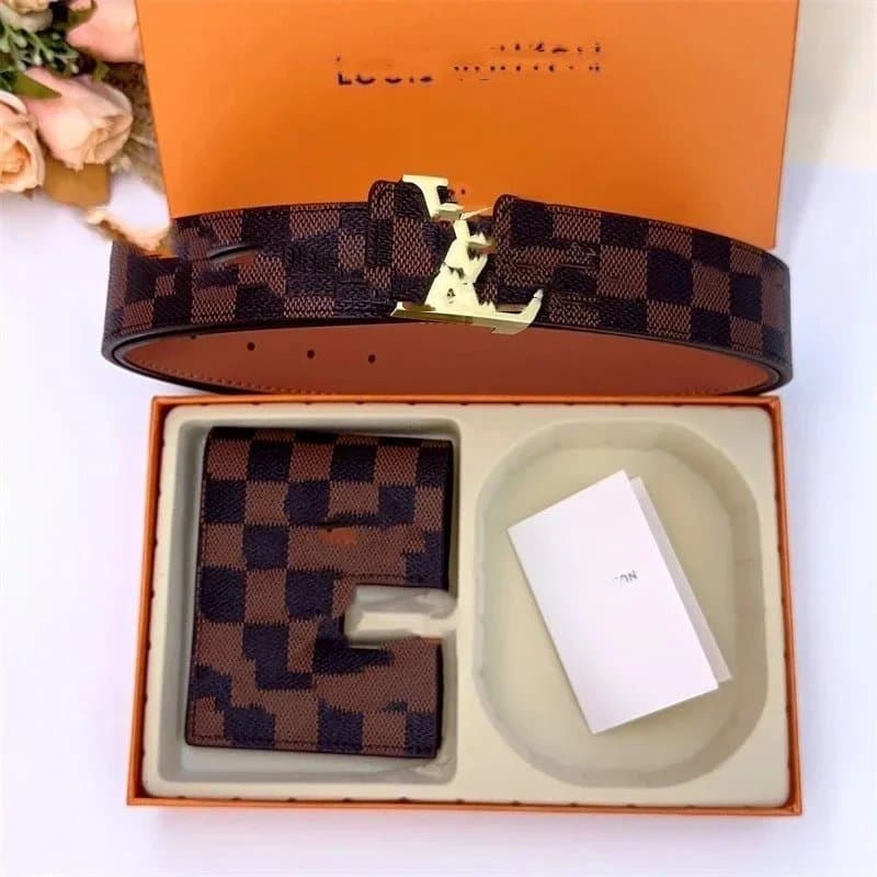Louis Vuitton Damier Ebene Belt Checkered Canvas