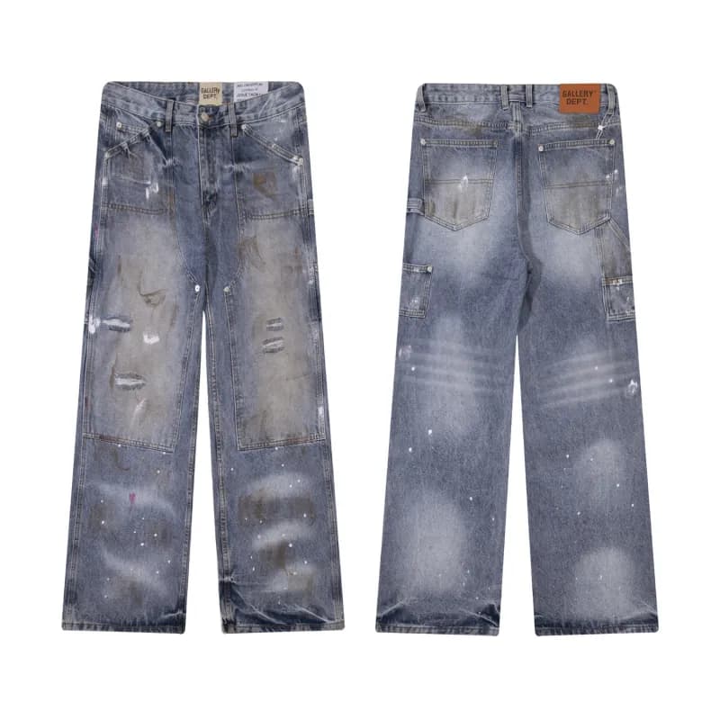 Chrome Hearts Cross Patch Jeans Distressed Denim with White Cross Patches — 粤651#洗水蓝