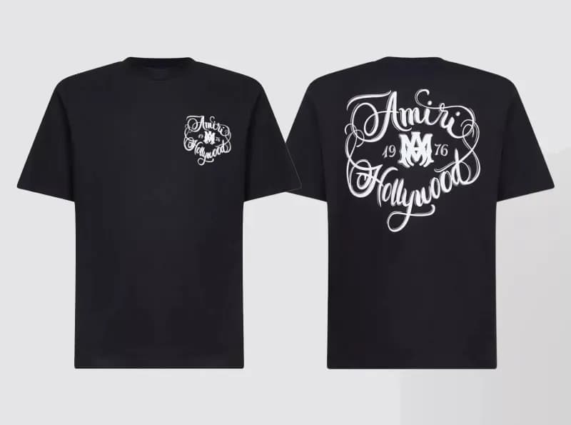 Amiri Signature Logo Tee Black Script — A23