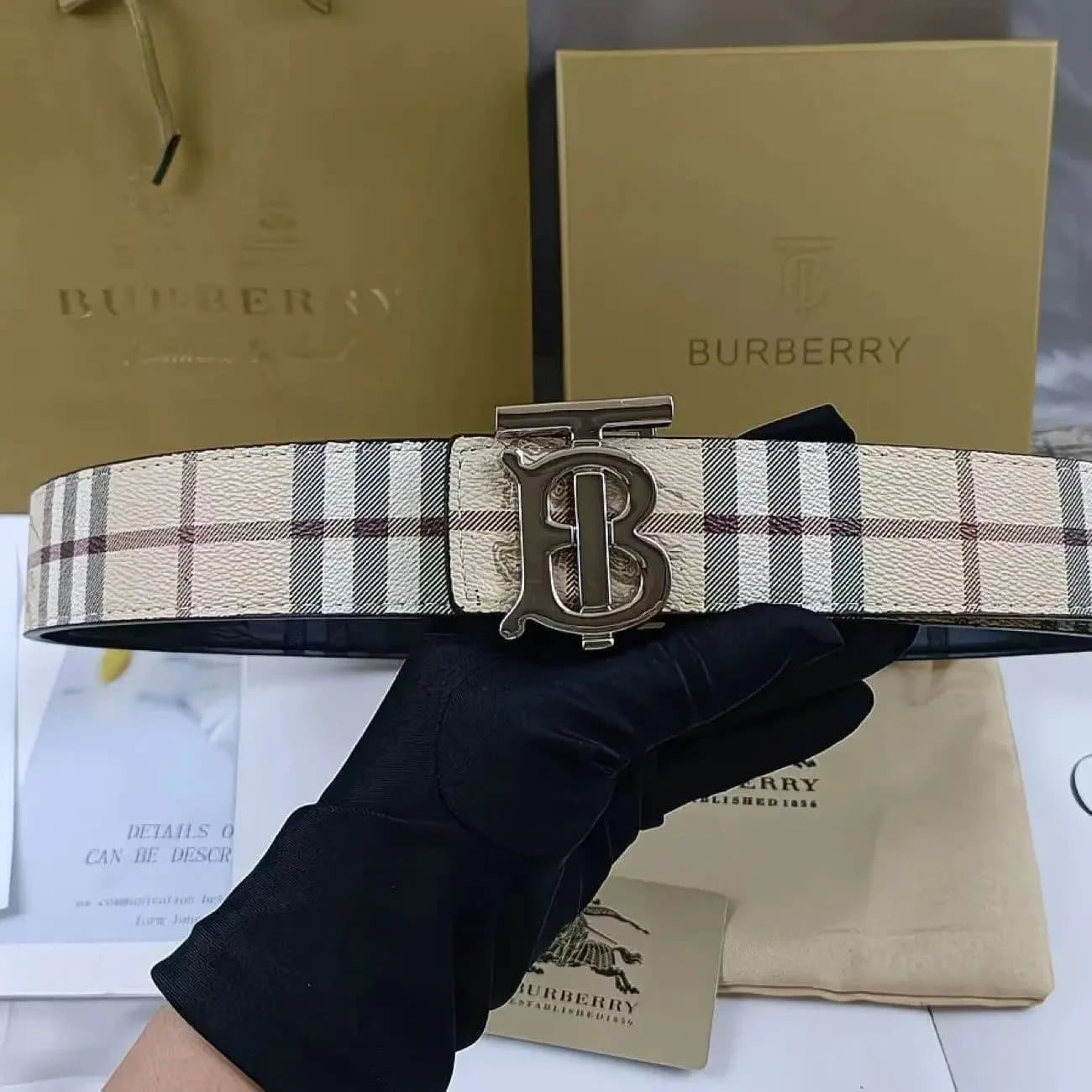 Burberry TB Buckle Belt Classic Check