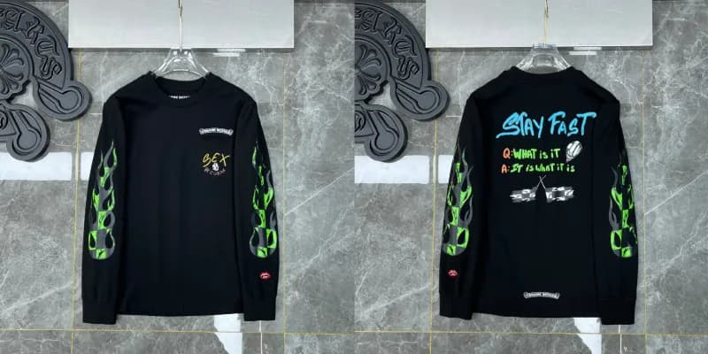 Chrome Hearts Long Sleeve Tee Flame Print
