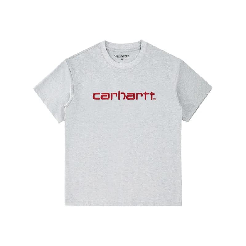 Carhartt Logo T-Shirt Heather Grey with Red Logo