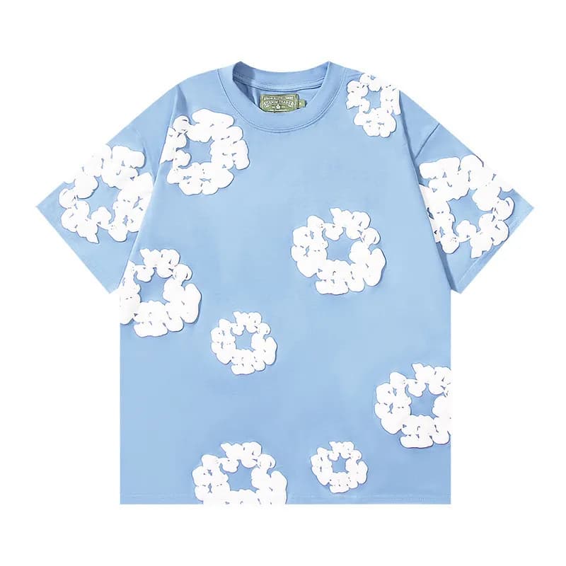 Balenciaga Cloud Print T-Shirt 3D Cloud Motif — 天蓝发泡短袖