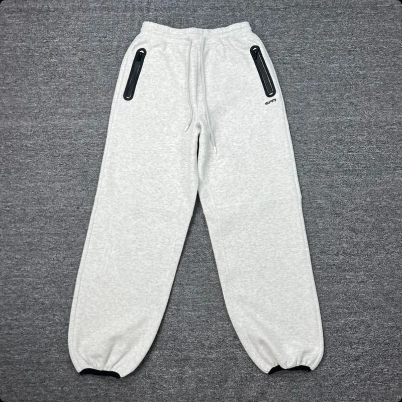 Hoodie and Joggers Set Heather Grey with Black Zip and Pocket Trim — 3006 trousers