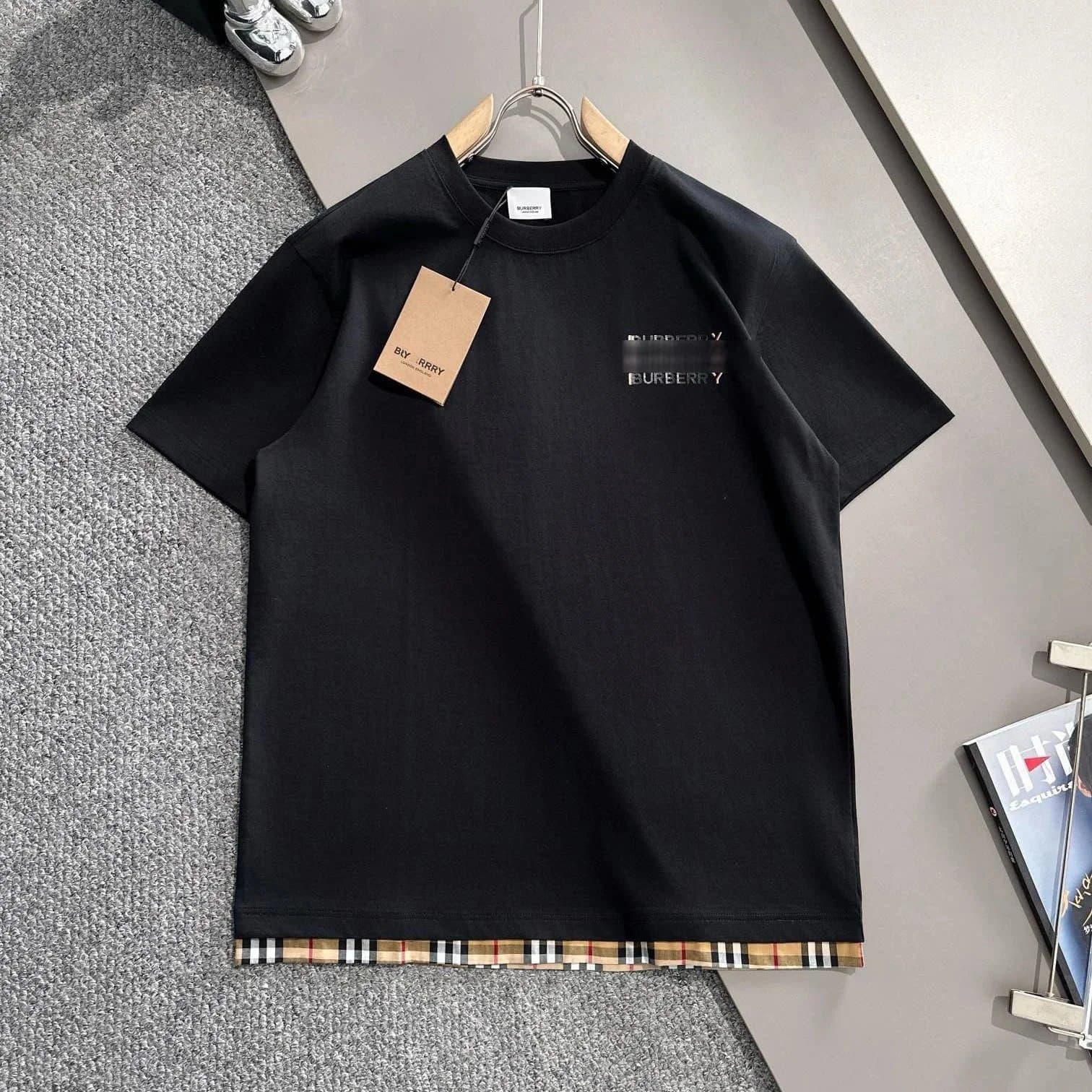 Burberry Logo T-Shirt Check Hem