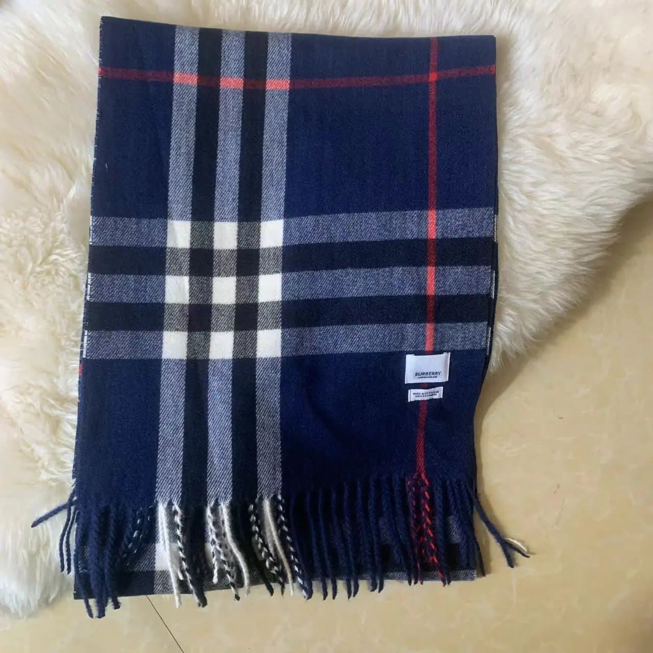 Burberry Classic Check Scarf Navy Giant Check