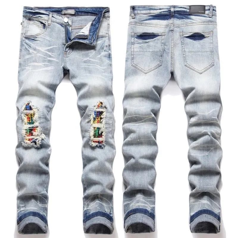 Amiri Distressed Patchwork Jeans Multi-Patch — M77
