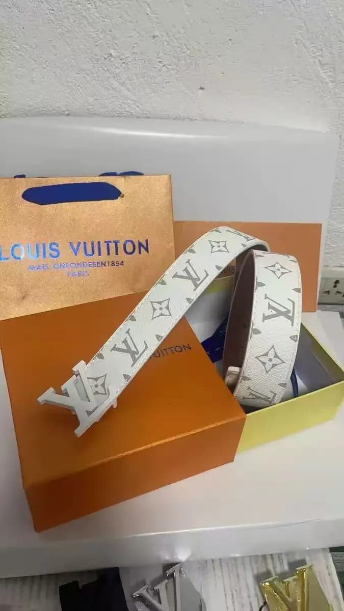 Louis Vuitton LV Monogram Belt White with Grey Monogram