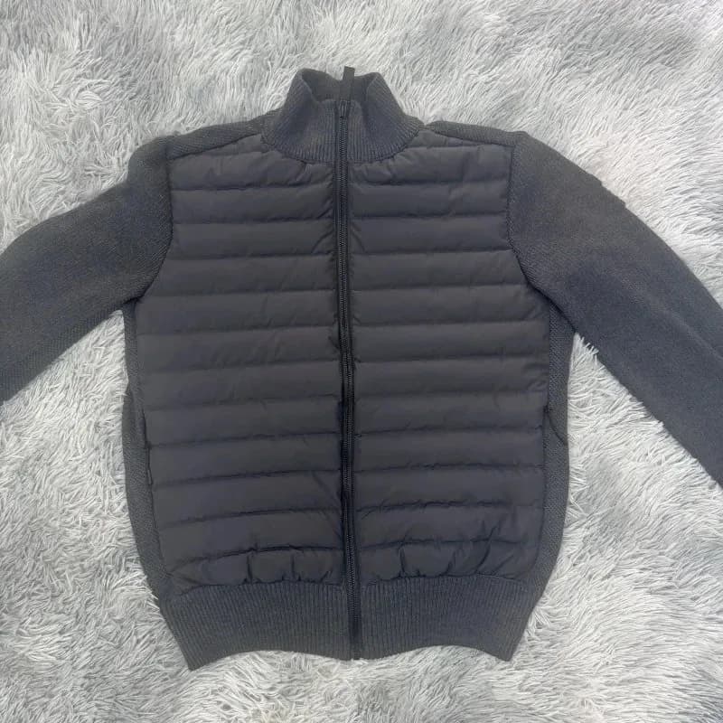 Moncler Knit-Panel Puffer Jacket Black