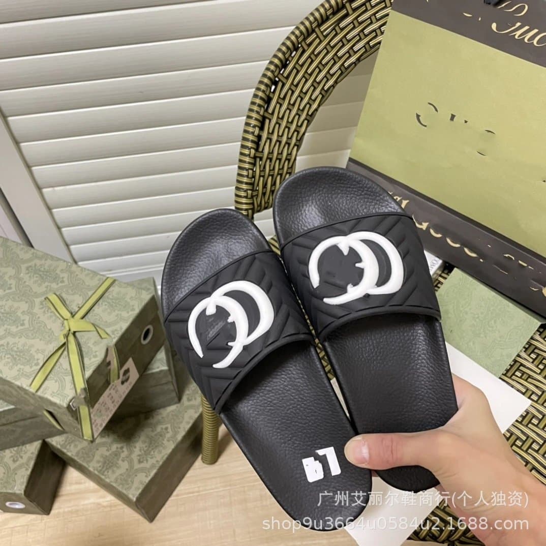 Gucci Slide Sandal Web Stripe — 大G白