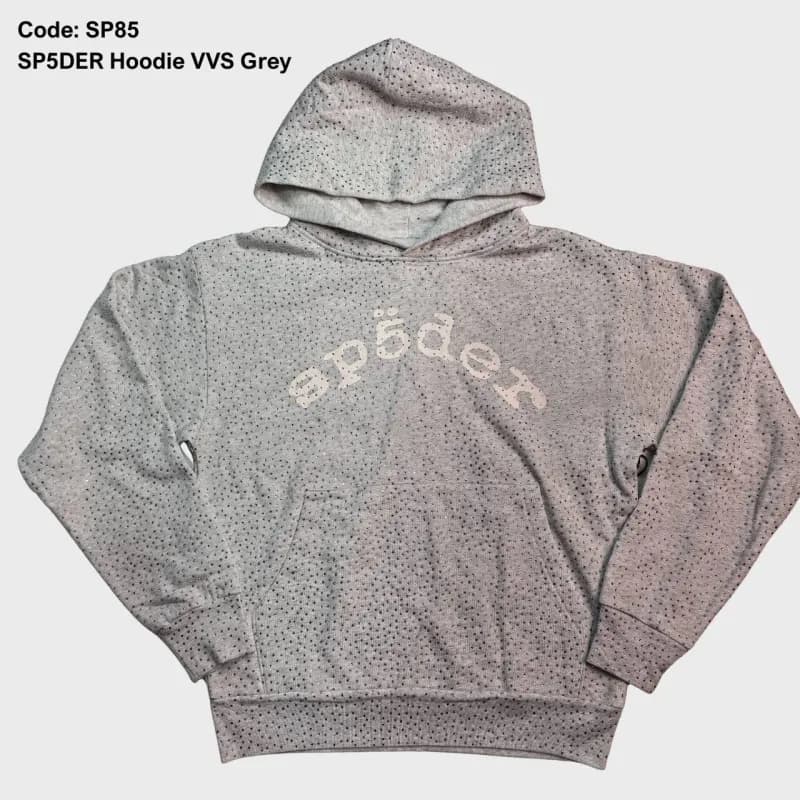 Sp5der Hoodie Spider Web Graphic — Sp85 - Vvs Gray
