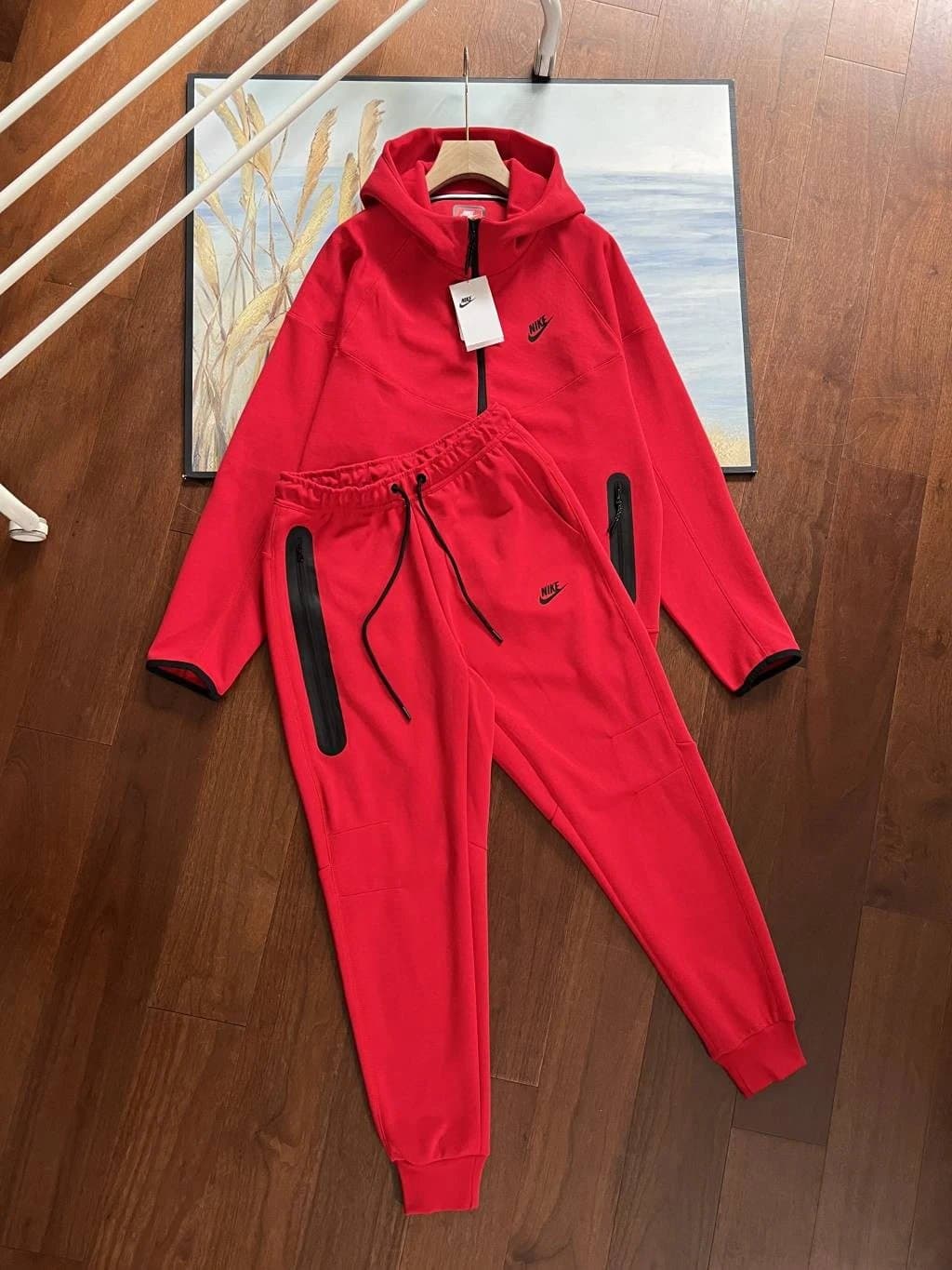 Nike Tech Fleece Hoodie and Joggers University Red