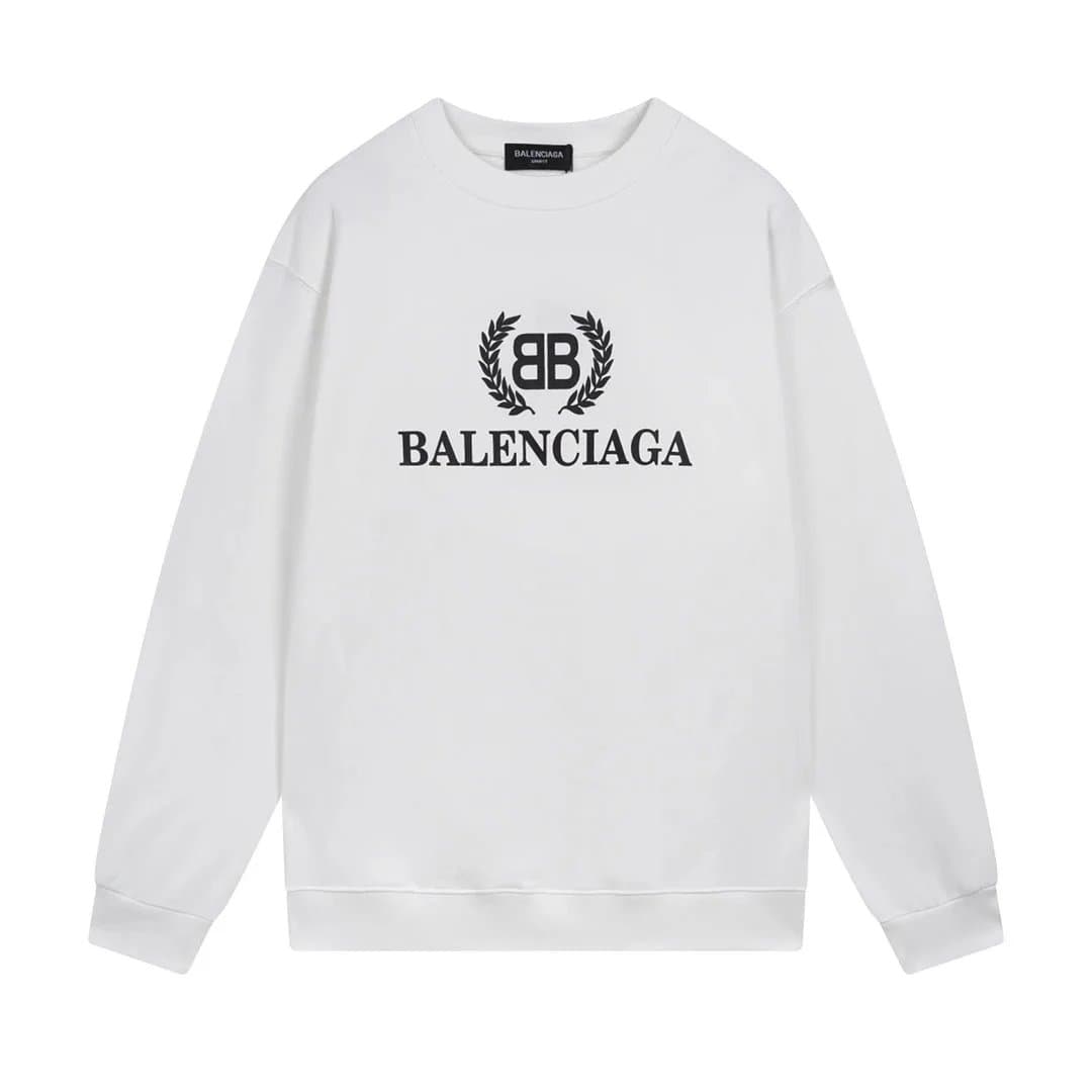 Balenciaga Crewneck Sweatshirt Logo Embroidered — 16白色
