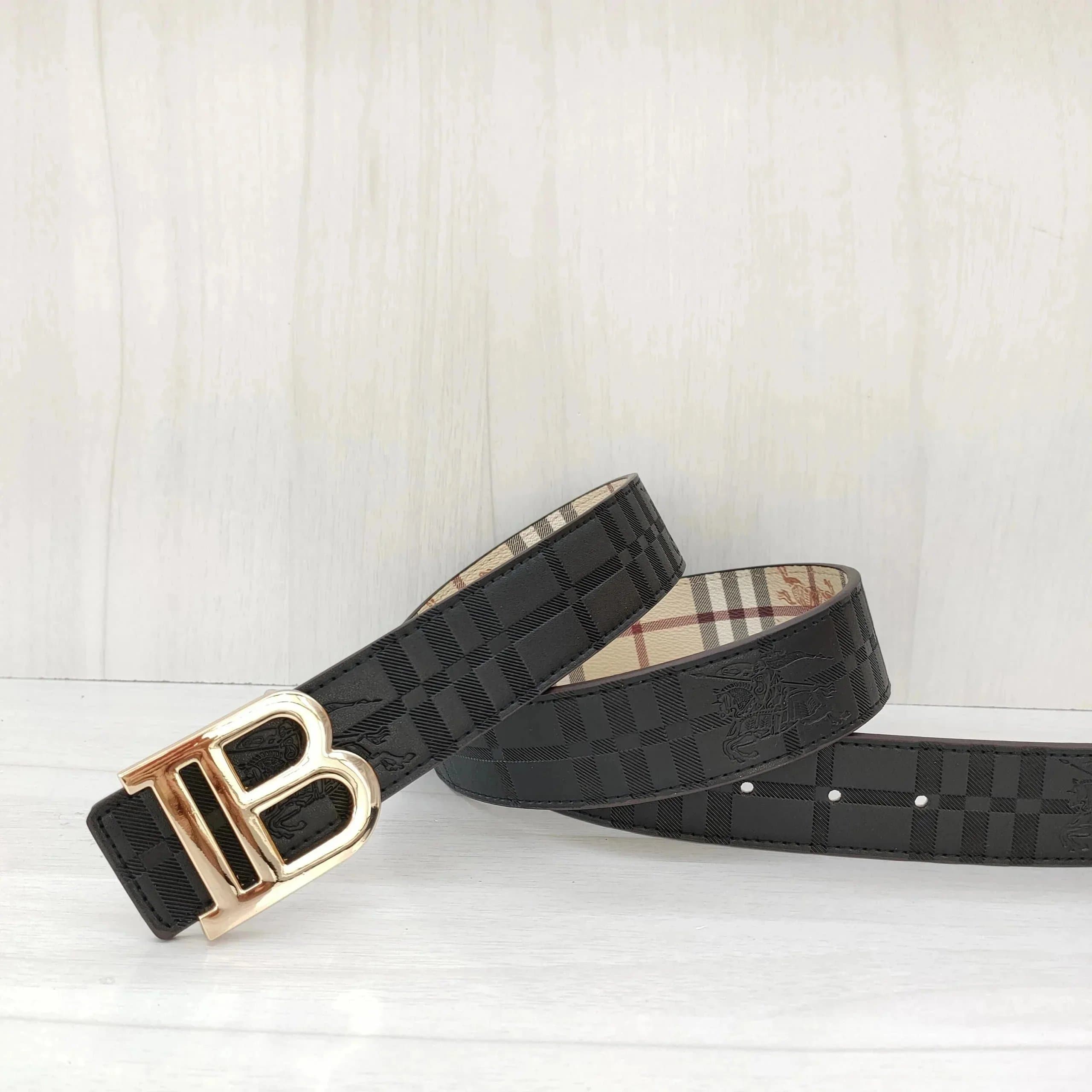 Burberry TB Monogram Belt Checkered Leather — Bur-02-07