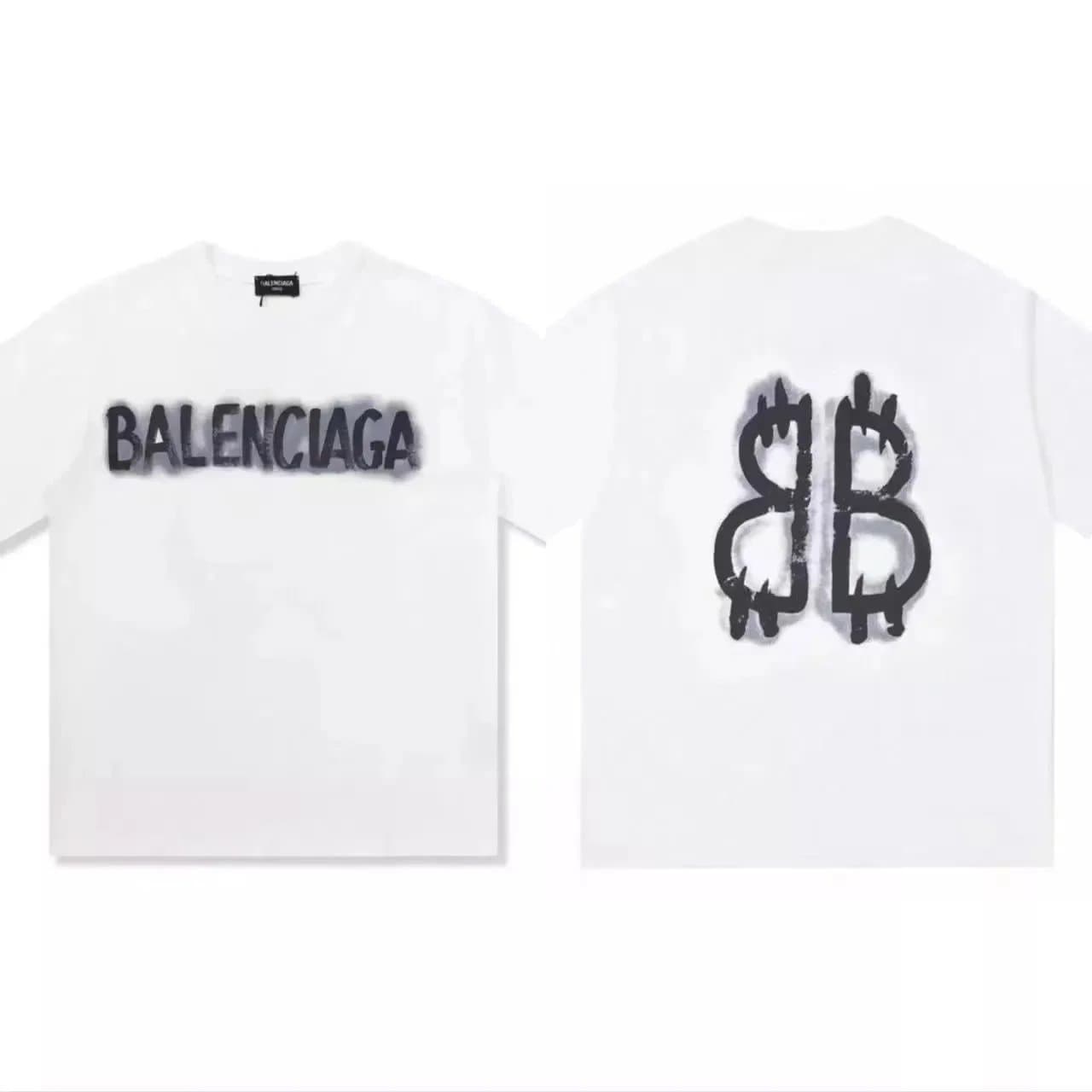 Balenciaga Logo Print T-Shirt Spray-Paint Effect