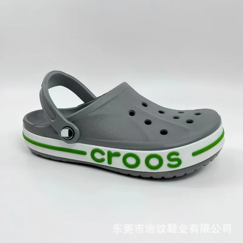 Crocs Classic Clog Grey Green Logo