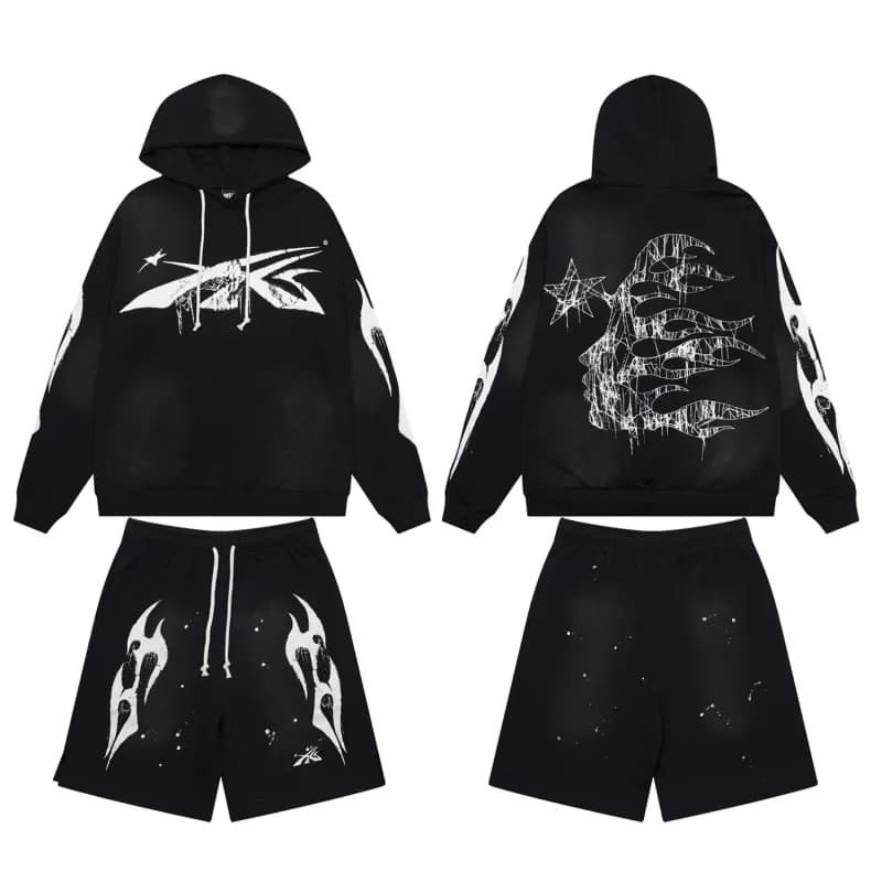 Sp5der Hoodie and Shorts Set Web Graphic