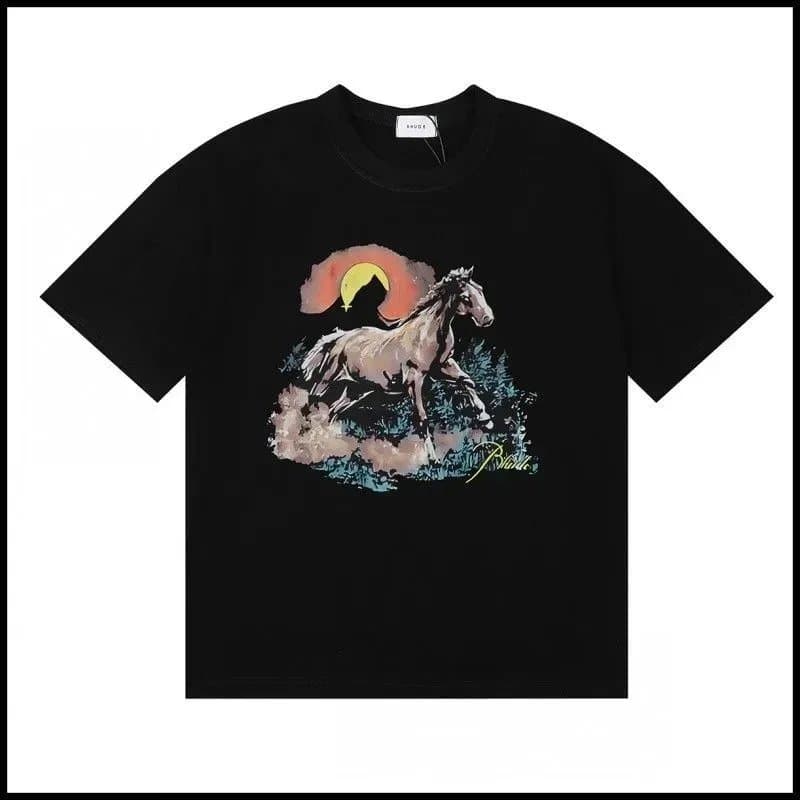 Palm Angels Graphic T-Shirt Horse Sunset Print