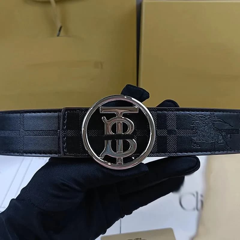 Burberry Check Print Belt TB Monogram Buckle