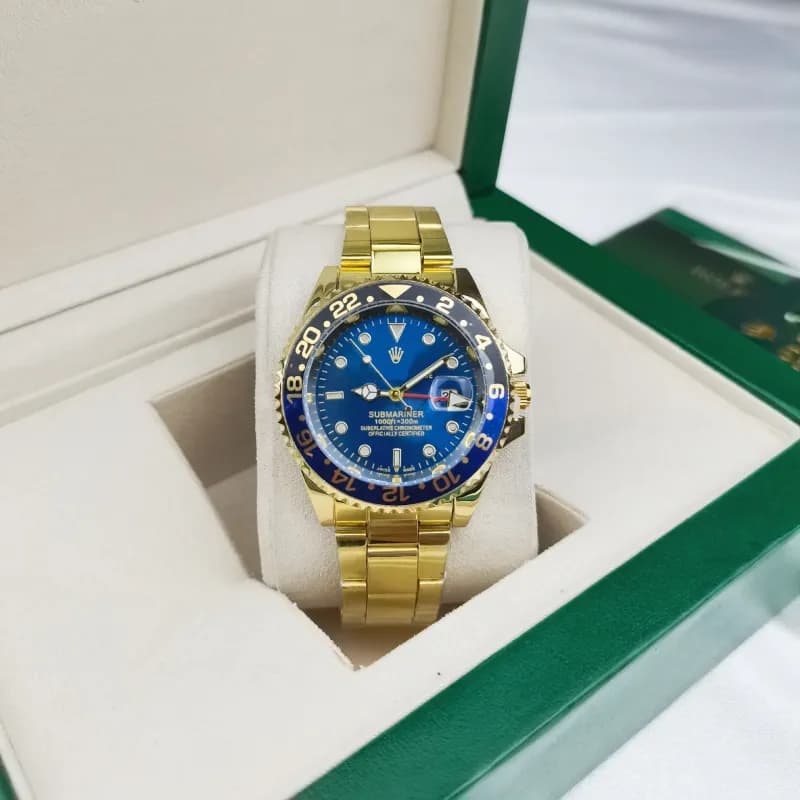 Rolex Submariner White Dial with Black Bezel — 四针可乐圈三株金色 黑蓝圈蓝面