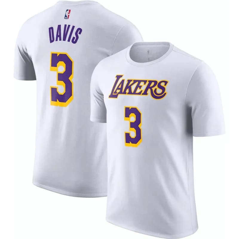 NBA Lakers Anthony Davis Jersey Tee Purple and Gold