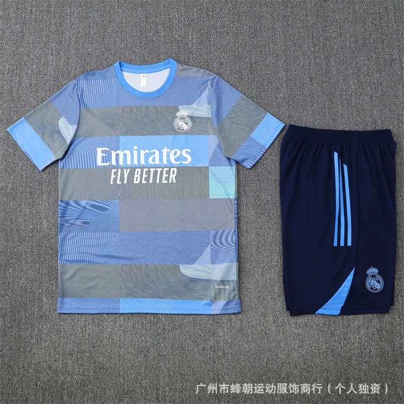 Adidas Training Set Qatar Airways — 25短袖皇马浅兰色