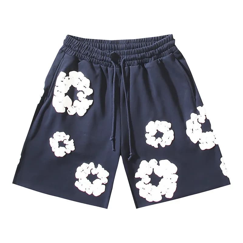 Balenciaga Flower-Embroidered Shorts Cloud Flower Appliqué