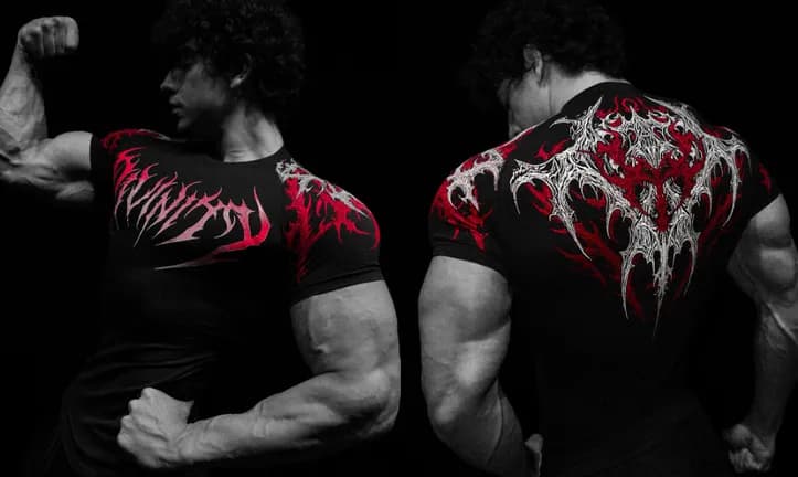 Graphic Compression Tee Intricate Red and White Back Print