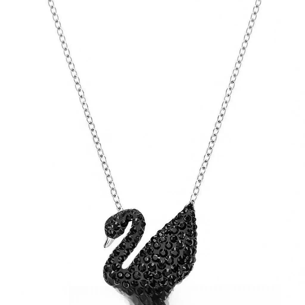 Swarovski Swan Pendant Crystal Gradient — 白金黑天鹅项链
