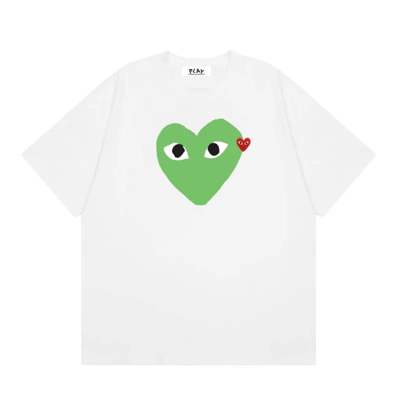 Comme des Garçons Heart Logo T-Shirt Light Blue with Red Heart — 16 white
