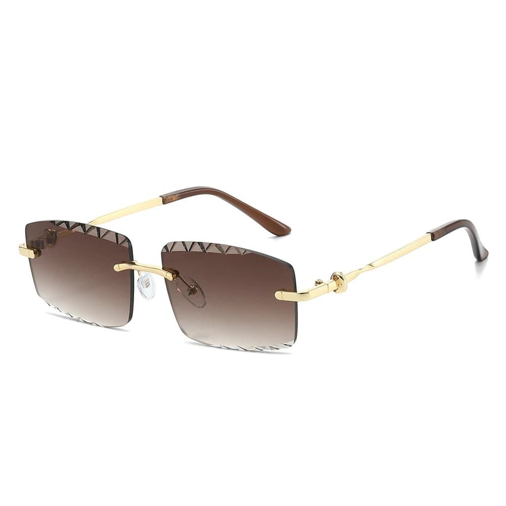 Chrome Hearts Rimless Sunglasses Gradient Brown Lens with Gold Accents