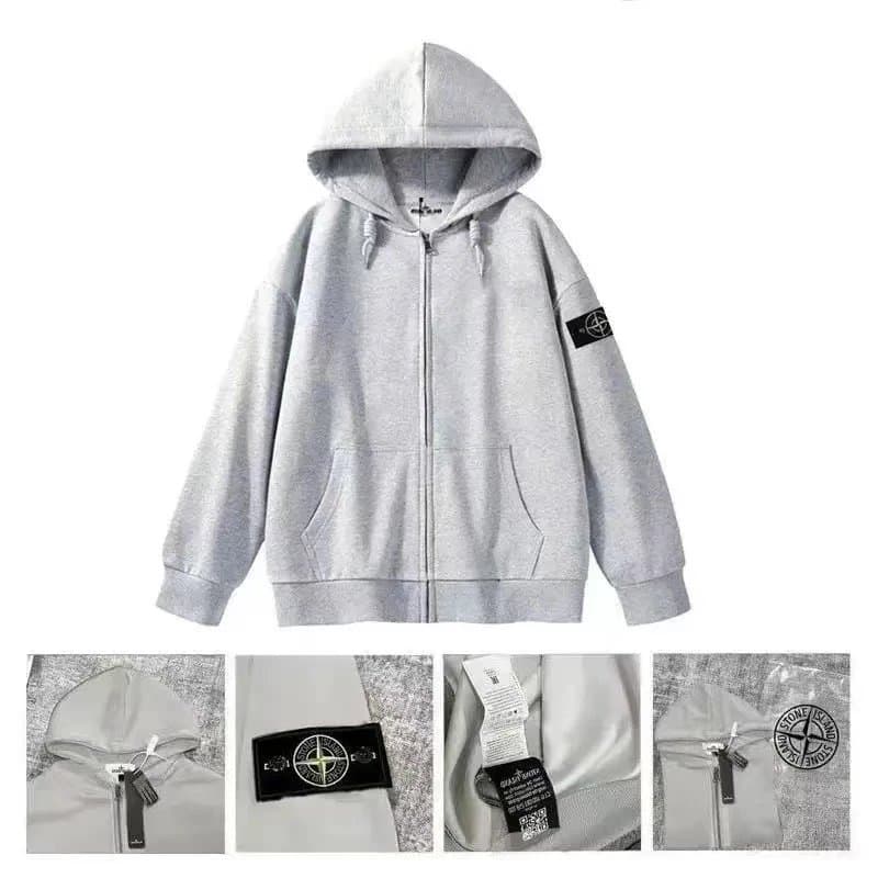 Stone Island Zip-Up Hoodie Compass Logo — 13