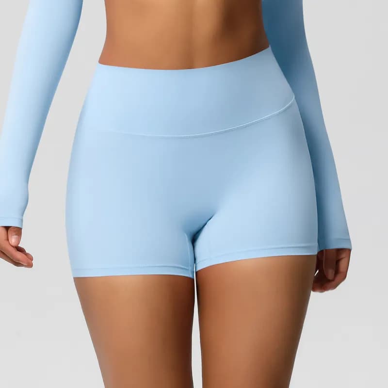 SKIMS Long Sleeve Crop Top Seamless — 7101 shorts-sky blue
