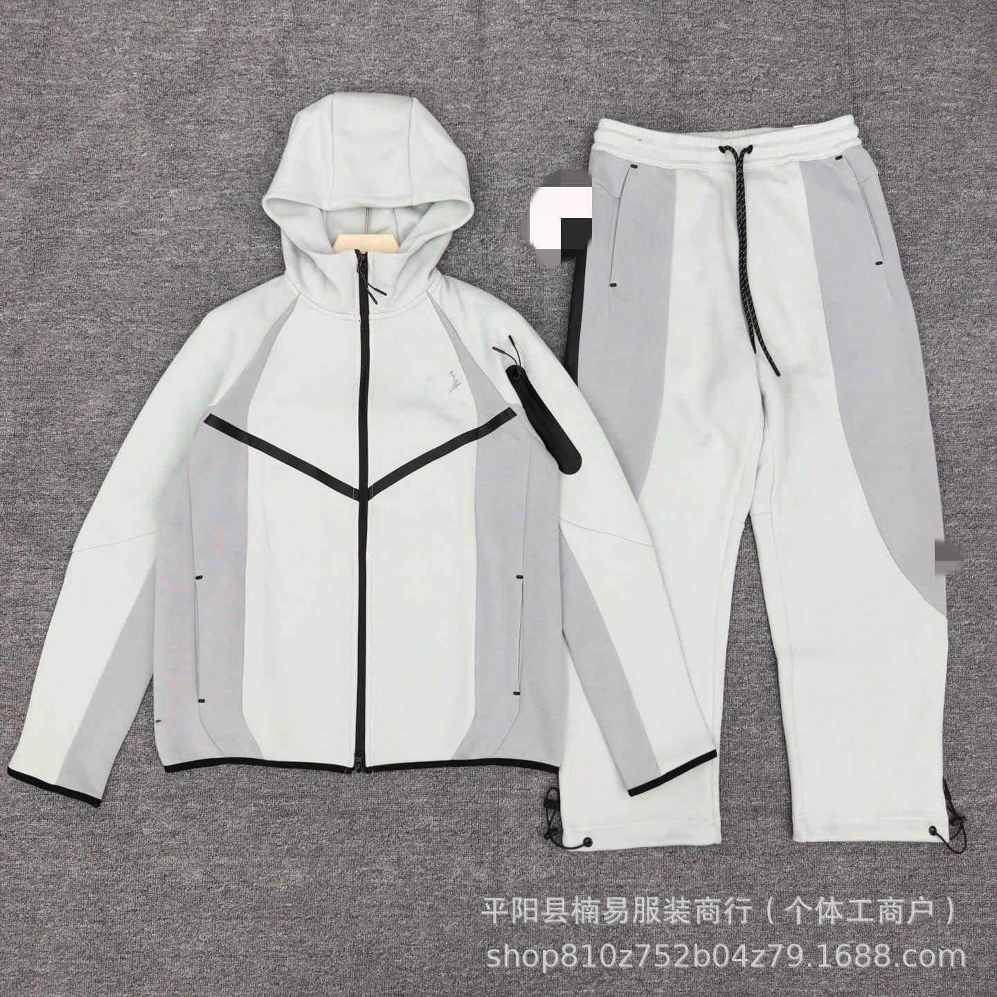 Nike Tech Fleece Hooded Jacket Black/Grey Panel — 灰色套装