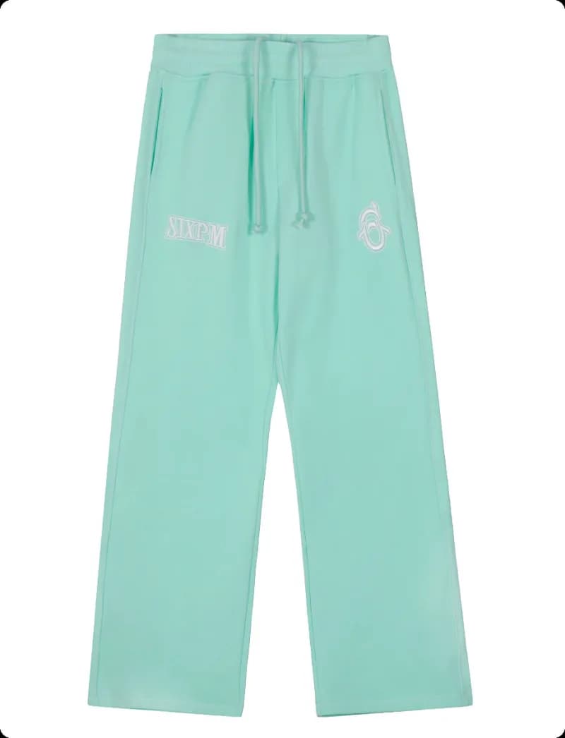 Corteiz Cropped Hoodie & Wide-leg Joggers Set White Script Logo — Green [trousers] 1002