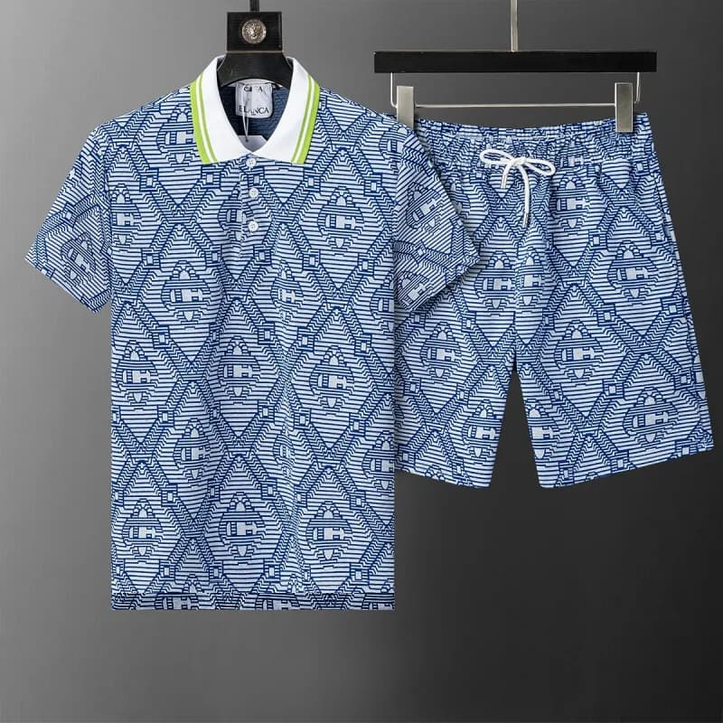 Louis Vuitton Polo and Shorts Set Monogram Jacquard — 6653套装蓝色