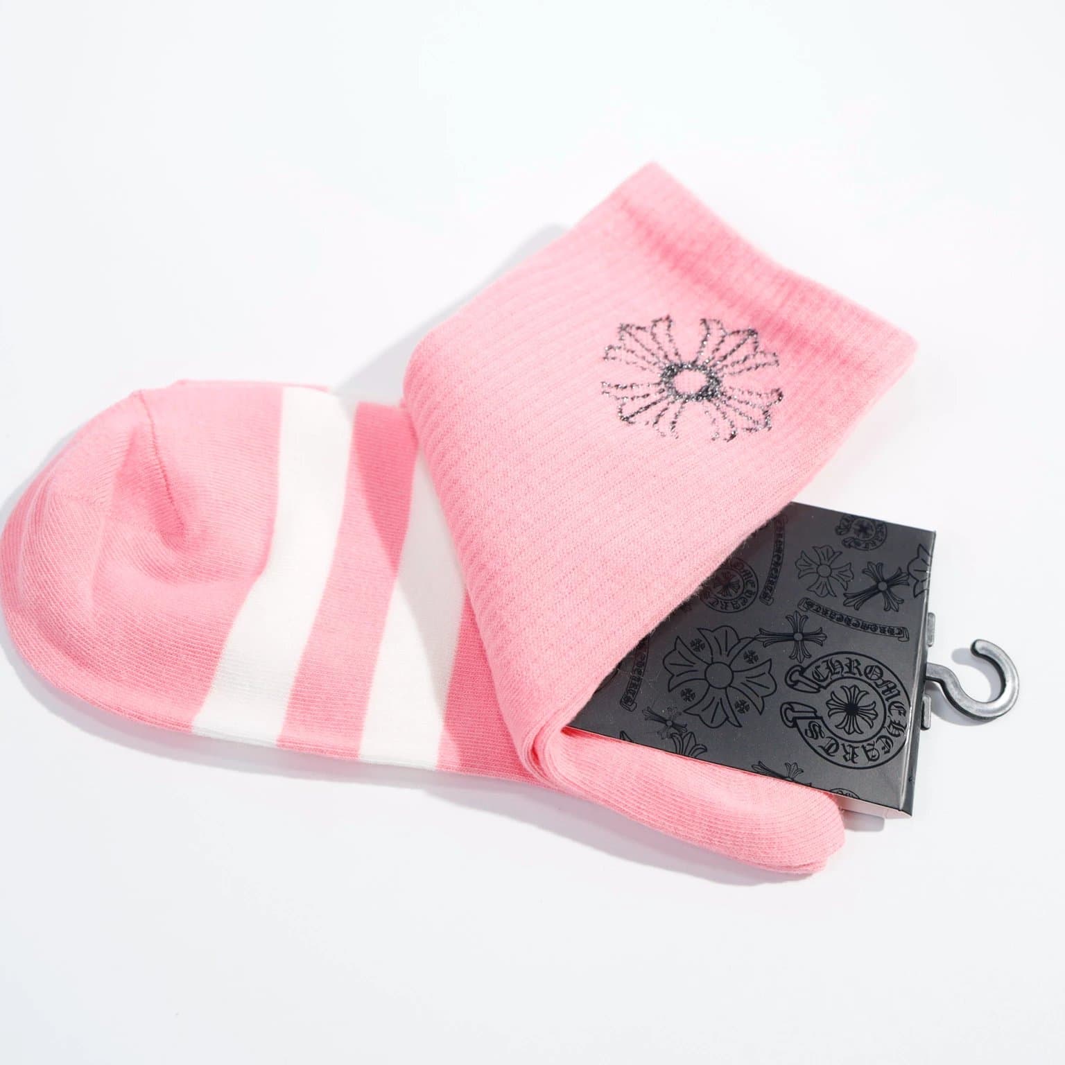 Chrome Hearts Crew Socks Flower Embroidery