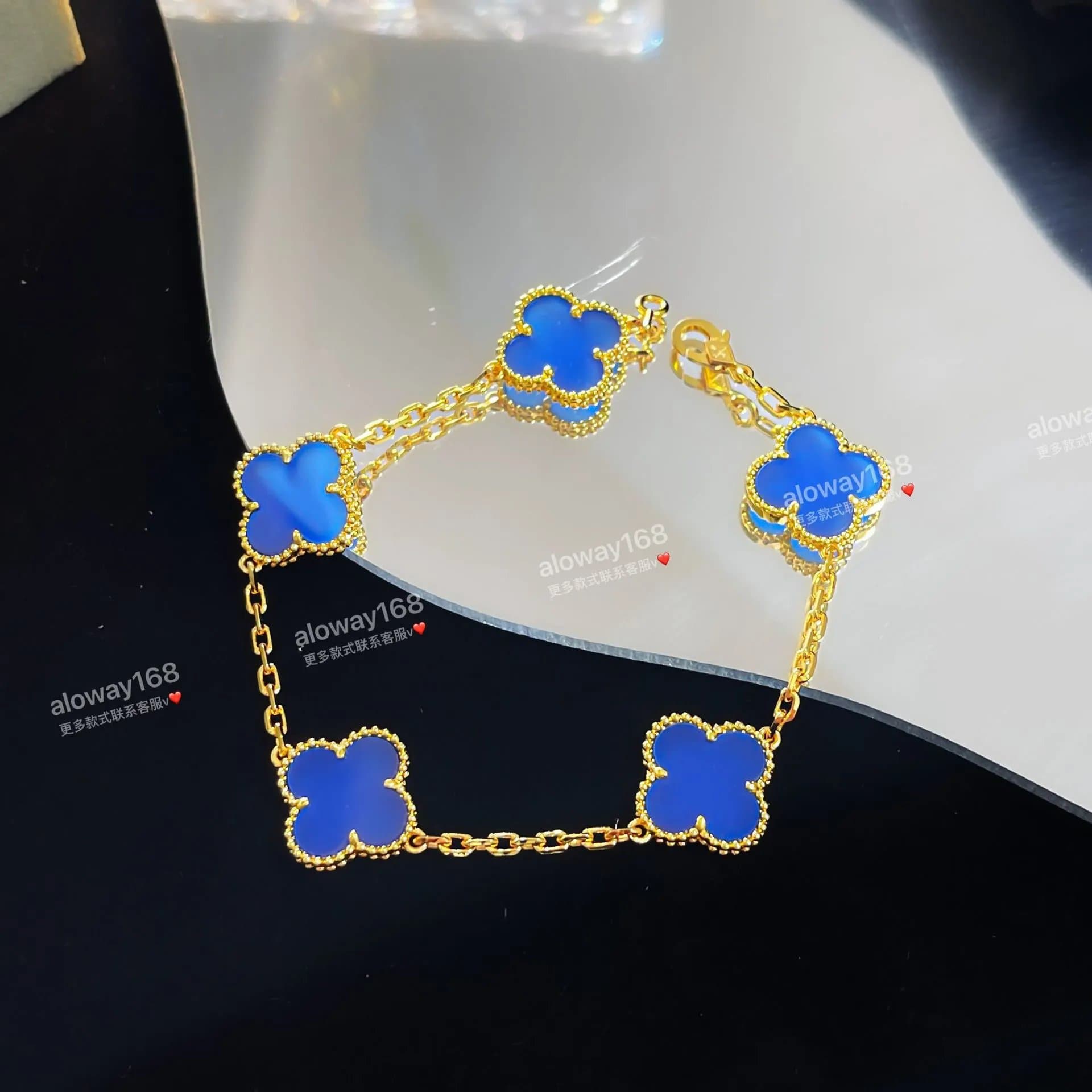 Van Cleef & Arpels Alhambra Bracelet Five Motifs — 【推荐】高档原版包装 · 【无钻】黄金色蓝玛瑙