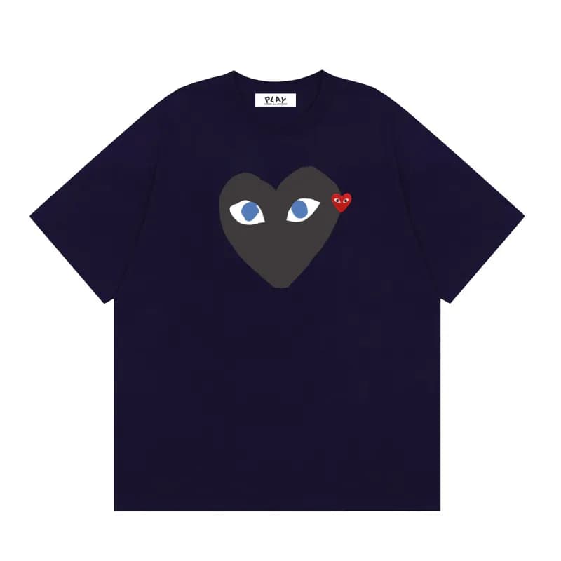 Comme des Garçons Heart Logo T-Shirt Light Blue with Red Heart — 14 black