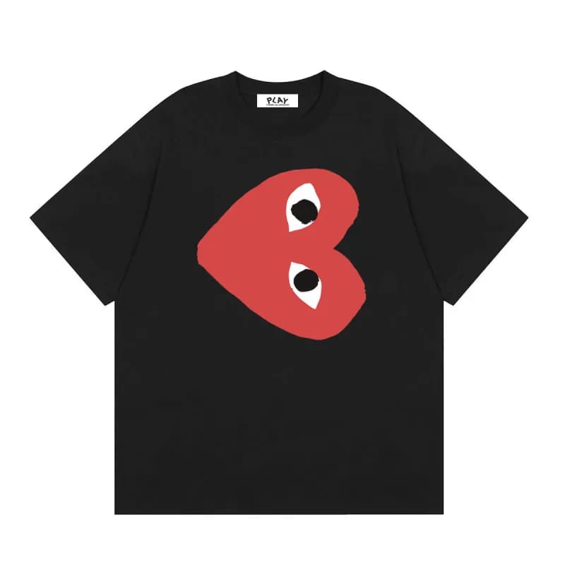 Comme des Garçons Heart Logo T-Shirt Light Blue with Red Heart — 18 black