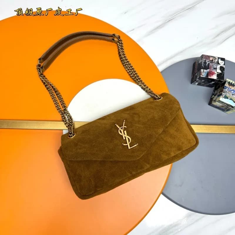 Saint Laurent Lou Lou Suede Chain Shoulder Bag